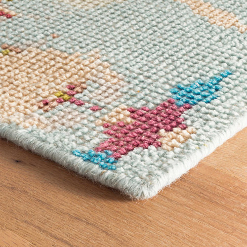 Dash and Albert Rugs Moorehead Handmade HandKnotted Light Blue/Yellow/Red Rug Wayfair
